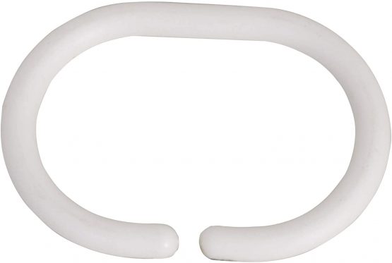 MSV 140286 12 Shower Curtain Rings Polypropylene Plastic White 6 x 4 x 4 cm