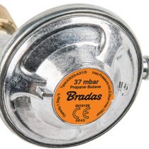 PROPANE BUTANE ANGLED GAS REGULATOR 37 mbar, 1,5 kg/h FOR 9-10 mm HOSE, BBQ, CAMPING, CARAVAN, PLUMBER