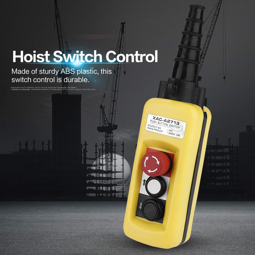 Garosa Crane Pendant Control Station 500V 5A Rainproof Hoist Push Button Switch with Emergency Stop Up Down 2 Ways Easy Installation - Image 3