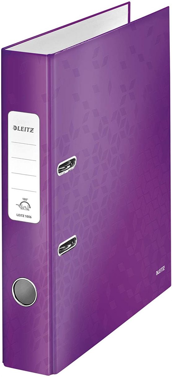 Leitz Wow 10060062 Narrow Lever Arch File with Slits A4 in Purple