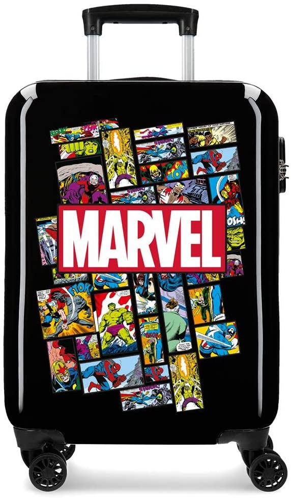 Marvel Avengers, Cabin Luggage, Black 38 x 55 x 20 cm, Rigid ABS Lateral Combination Lock 34 L, 2.6 kg, 4 Double Wheels Hand Luggage