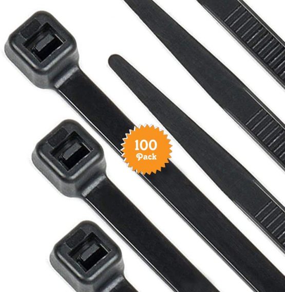 Beshine 100 Pack of Black Cable Ties, 300mm x 7.6mm, 12" Premium Tie Wraps - Self Locking, Heavy Duty Nylon Zip Ties for Home Office Garage and Workshop