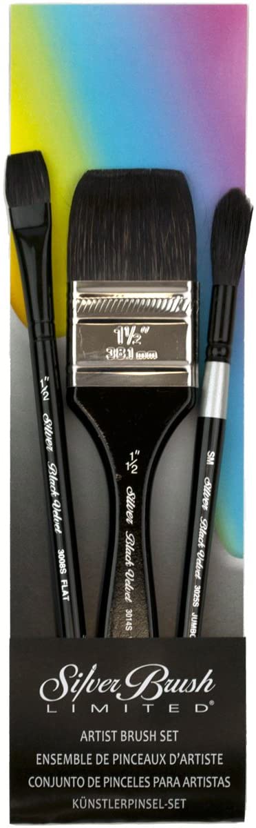 Silver Brush Limited WC-3203S Black Velvet 3pc Background Painting Set
