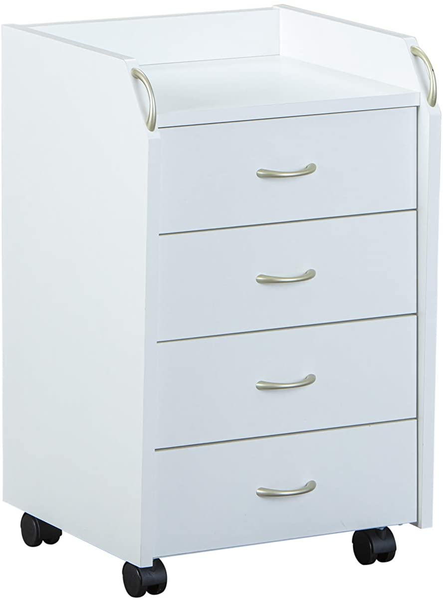 Inter Link Roll Container, Beech Wood, White, 40 x 65 x 36 cm