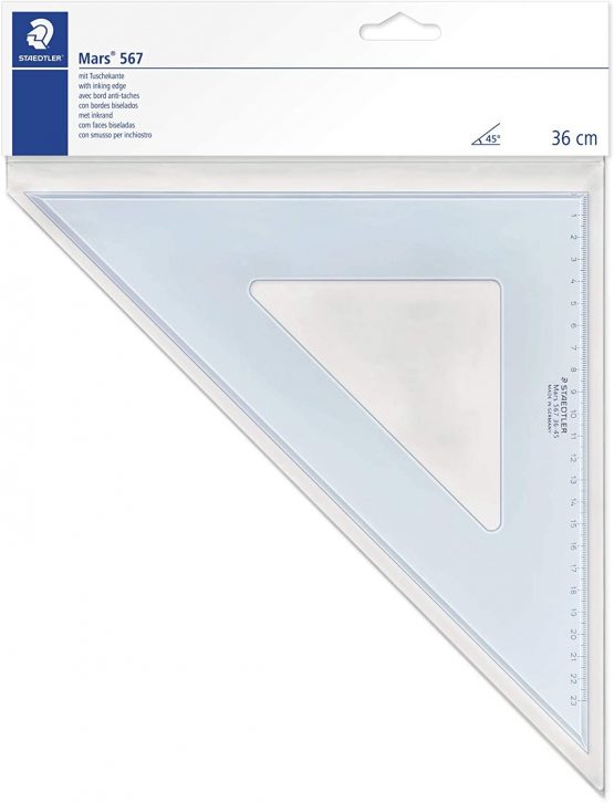 STAEDTLER Mars 567 36-60 Set Square 36 cm 60/30 Degree - Blue + STAEDTLER Mars 567 36-45 Set Square 36 cm 45/45 Degree - Blue - Image 3