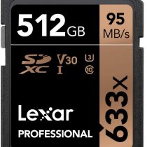 Lexar Professional 633x 512GB SDXC UHS-I Card, Up To 95MB/s Read, for Mid-Range DSLR, HD Camcorder, 3D Cameras (LSD512CBEU633)