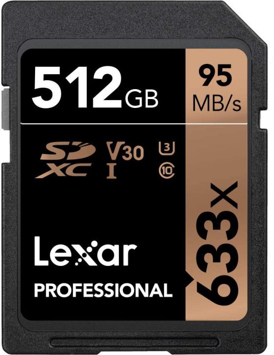 Lexar Professional 633x 512GB SDXC UHS-I Card, Up To 95MB/s Read, for Mid-Range DSLR, HD Camcorder, 3D Cameras (LSD512CBEU633)