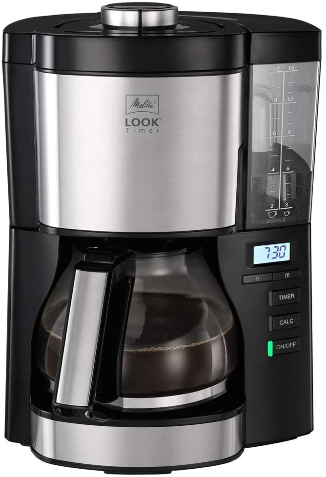 Melitta Filter Coffee Machine, Look V Timer Model, Stainless Steel, 21 x 24 x 33.5 cm, Black, Art. No. 6766591