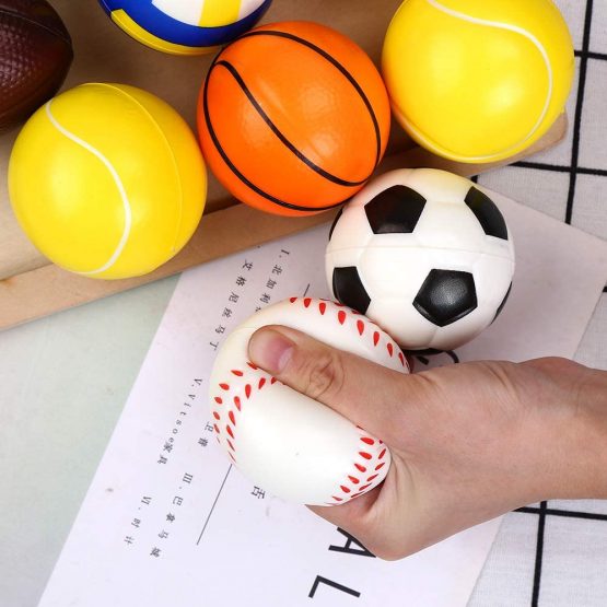 VEYLIN 12 Pieces Soft Foam Sponge Sports Balls Mini Foam Squeeze Balls Football Basketball Tennis Baseball Rugby and Volleyball for Kids - Image 2