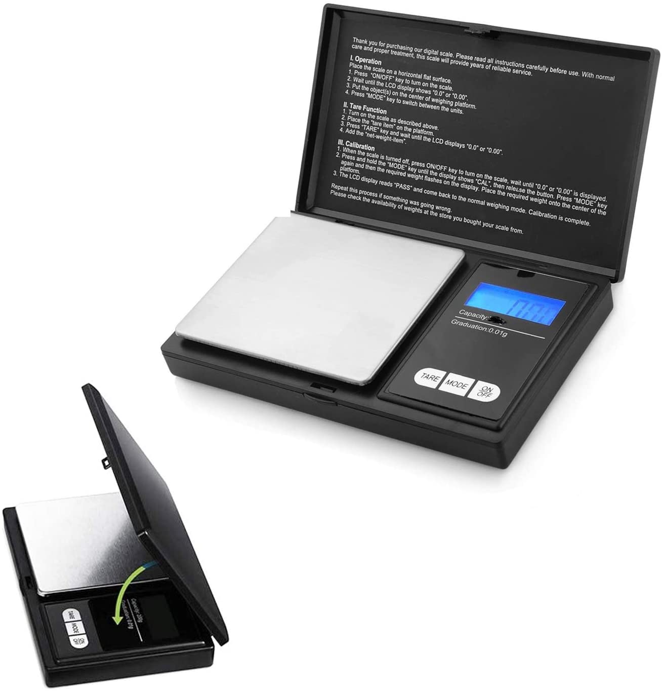 New Horrizon Digital Scales, Kitchen Scales Digital, Pocket Scales, 0.01g x 500g, Food Scale LCD Display
