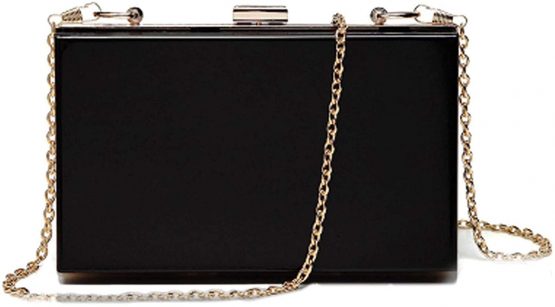 EVEOUT Womens Acrylic Transparent Evening Clutches Clear Box Handbag Cross Body Purse Bag Shoulder Bag Black