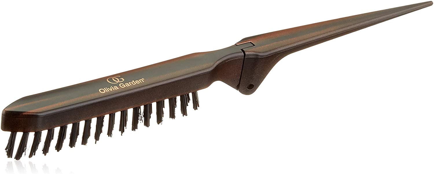 Olivia Garden Expert Style Up Boar & Synthetic Bristles Hairbrush, Matt Black, for Creative Updos Teasing & Volume