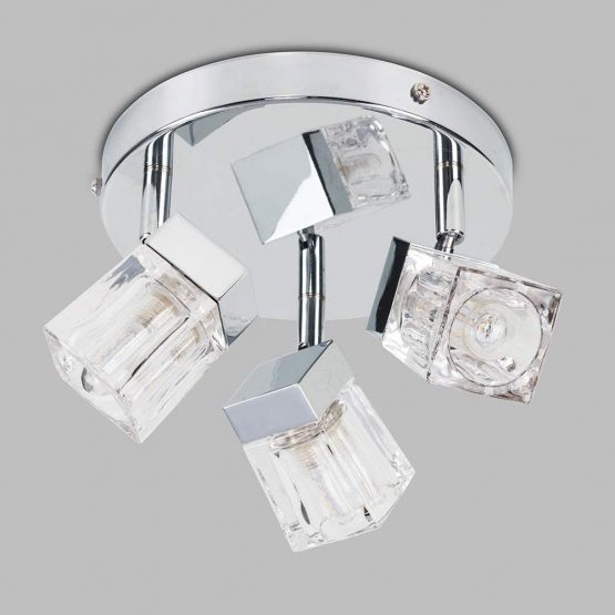 Modern Chrome Ice Cube 3 Way IP44 Rated Bathroom Ceiling Light Spotlight - Image 4