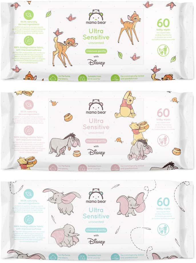 by Amazon Disney Baby Wipes, 99% Water, 720 Wipes, Unscented, 12 Pack of 60, 60 count (Pack of 12) - Image 2