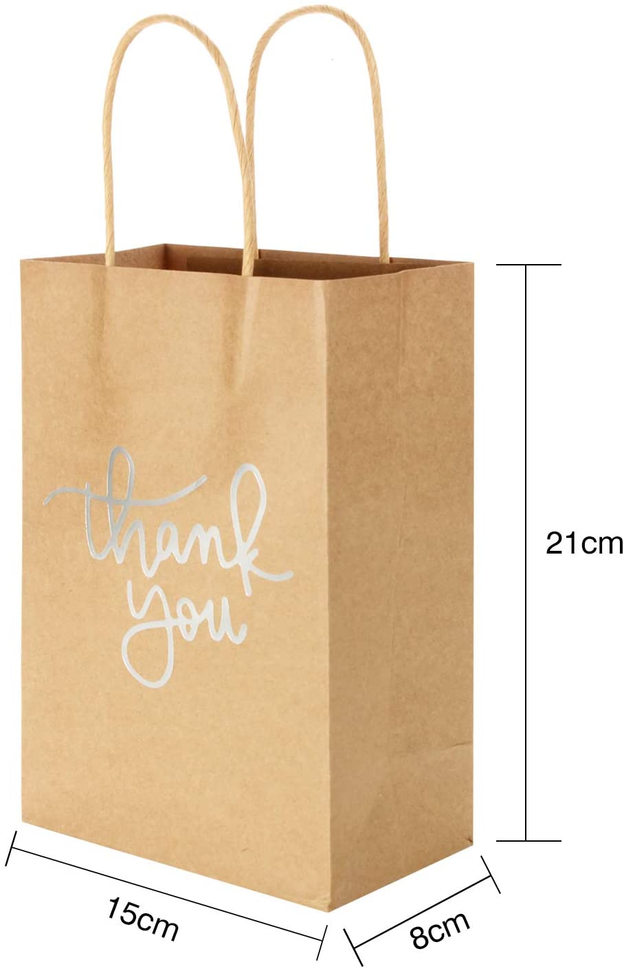 24 Pack Paper Party Bags,Kraft Paper Party Bags with Handles for Birthday,Business,Boutique,Wedding and Party Celebrations(Silver) - Image 2