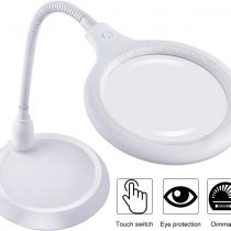 Dimmable Magnifying Lamp,5X Large Hands Free Magnifying Glass with Light and Stand for Reading Workbench Artist Hobbies