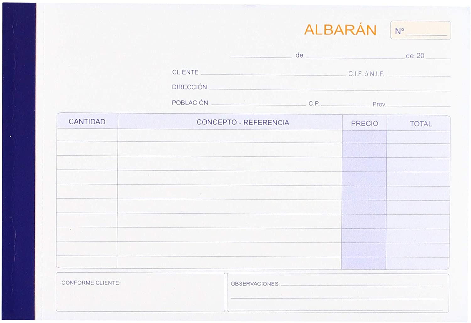 Marino 132873 Albarán 1/4 Landscape Format/Carbonless Duplicate 119/2 Check Book, 210 x 150 mm