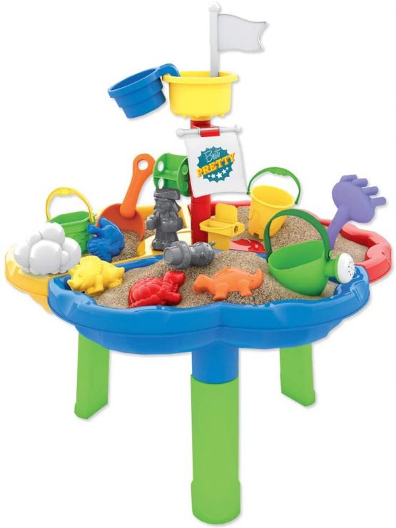 deAO 40 Pieces Sand and Water Outdoor Activity Table Play Set for Children with Water Blaster and Assorted Accessories Included - Image 2