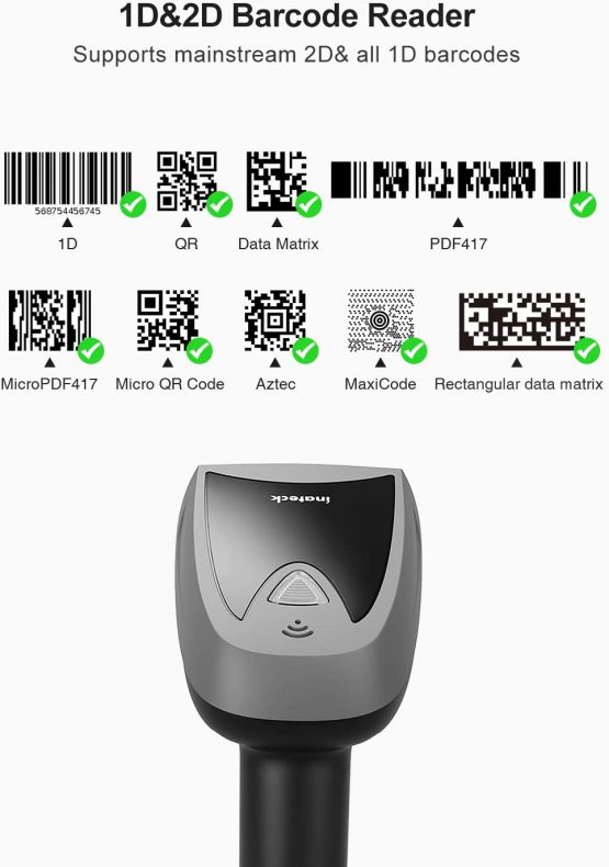 Inateck 2D Barcode Scanner Wireless, Bluetooth QR Code Scanner, 2D Imager with 2000mAh Battery, Read Screen Barcodes, BCST-52 - Image 2