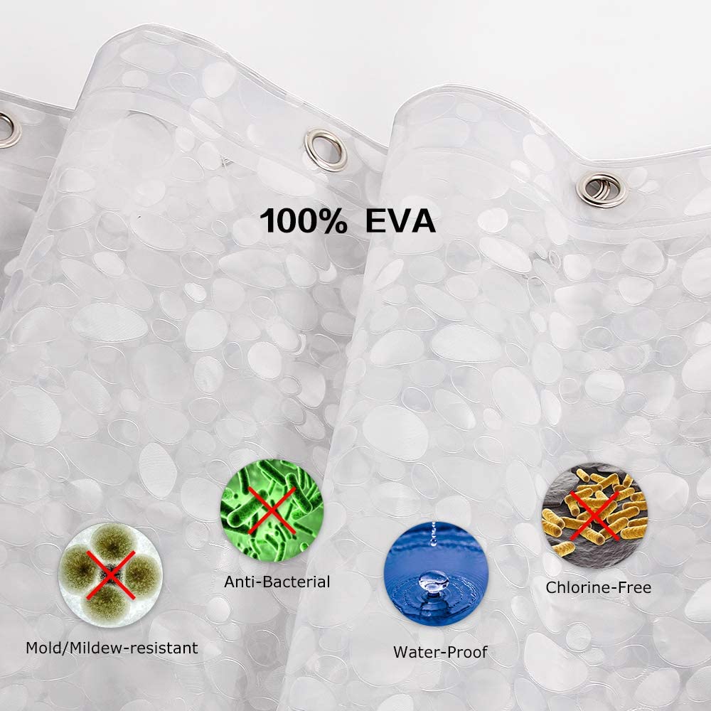WELTRXE Shower Curtains Mould Proof Mildew Resistant, Waterproof Shower Curtain Liner - Image 2