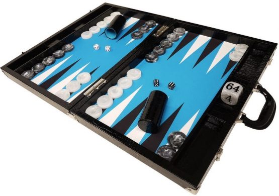 Wycliffe Brothers Tournament Backgammon Set, Black with Blue Field - Gen III - Image 3