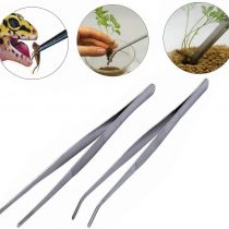 BinaryABC Stainless Steel Straight and Curved Nippers Tweezers Feeding Tongs for Reptile Snakes Lizards Spider(Silver) 2pcs