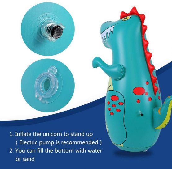 olyee Boxing Dinosaur Punching Bag for Kids & Adults, Free Standing Bounce Back Inflatable Roly-poly Toy for Relaxing Punch Indoors - Image 4