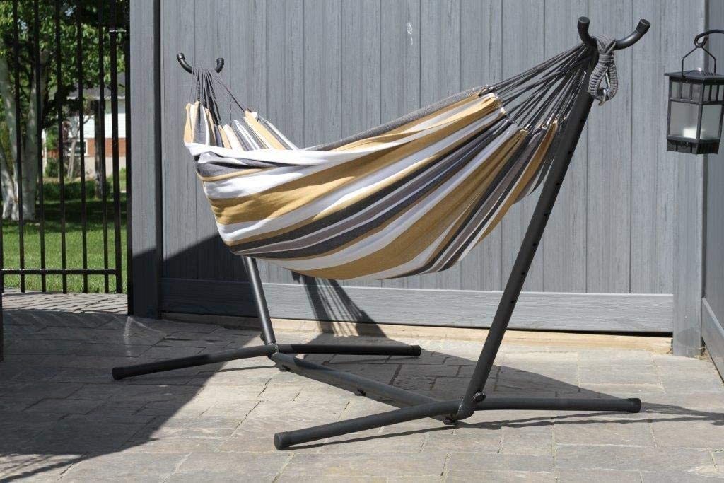 Vivere UHSDO8-25 Double Cotton Hammock with Space-Saving Steel Stand Including Carrying Bag, Desert Moon - Image 3