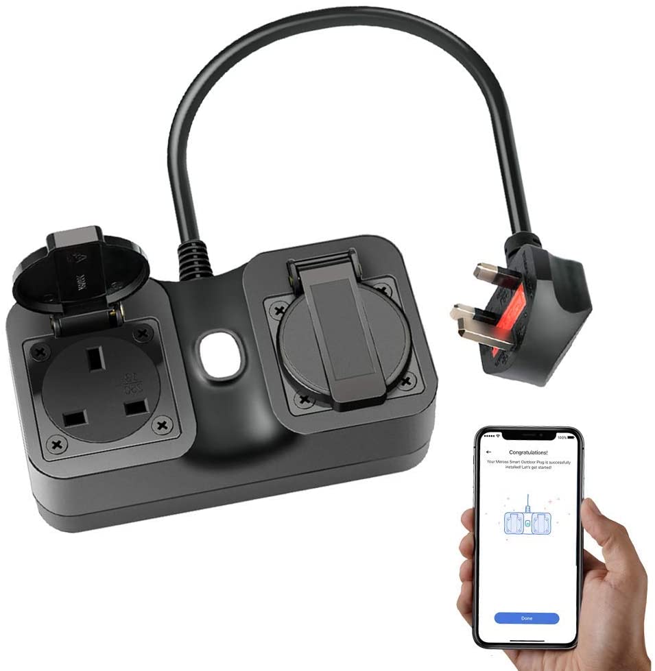 WiFi Smart Plug, Meross WiFi Plug Outdoor 2 Grounded Heavy Duty Outlet