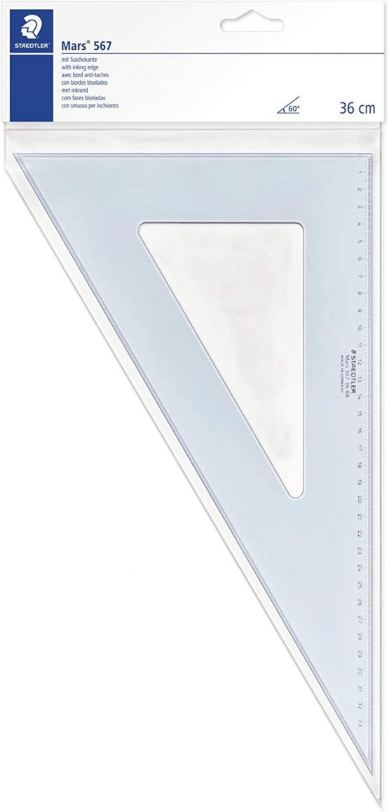 STAEDTLER Mars 567 36-60 Set Square 36 cm 60/30 Degree - Blue + STAEDTLER Mars 567 36-45 Set Square 36 cm 45/45 Degree - Blue - Image 2