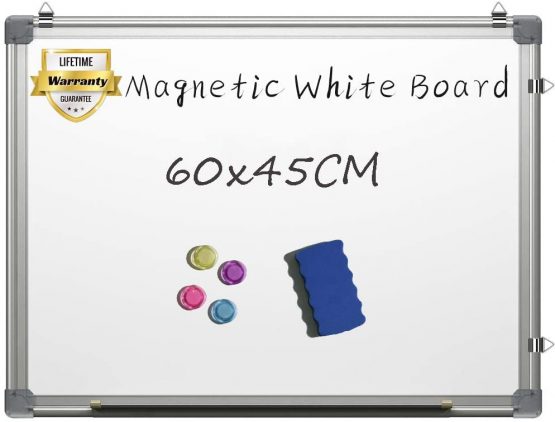 Magnetic White Board 60 x 45 cm Dry Erase Board Wall Hanging Whiteboard