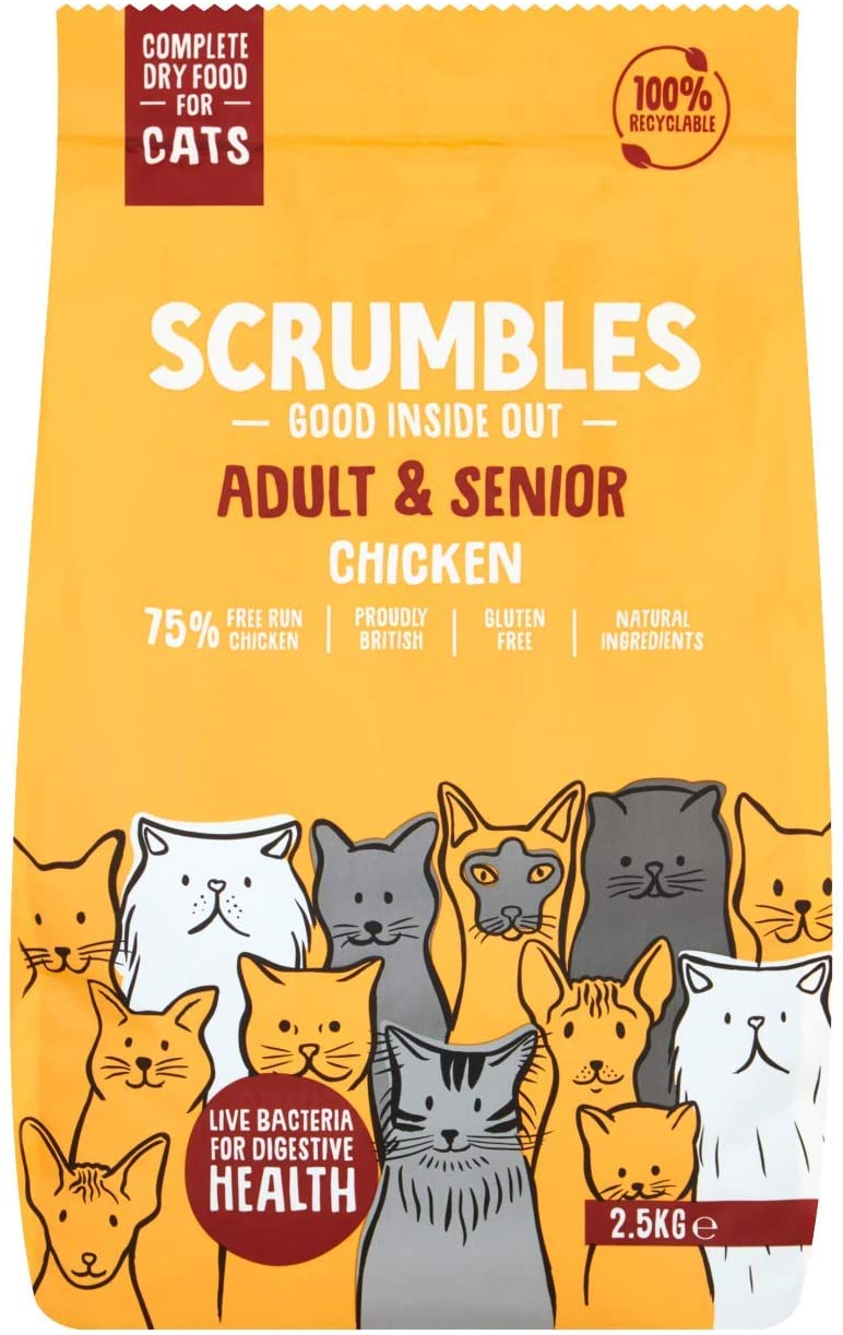 Scrumbles All Natural Dry Cat Food with 75% Chicken, High Protein Food for Adults And Seniors 2.5Kg,package may vary