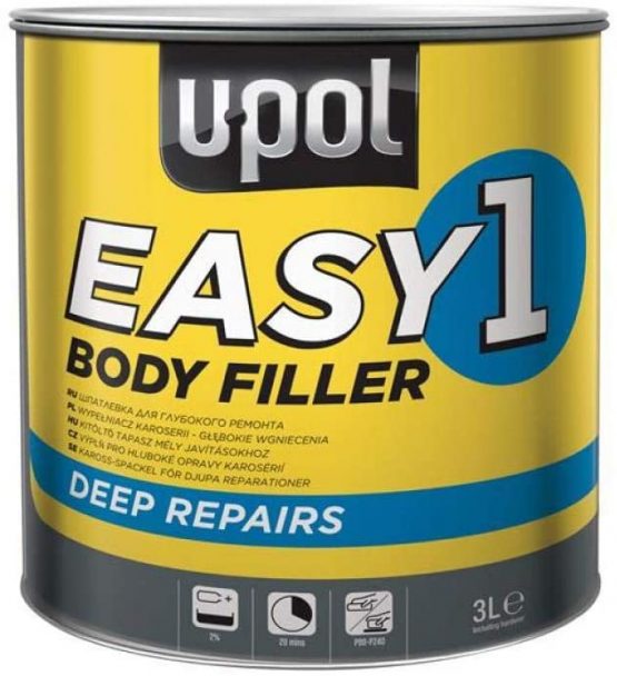 UPol EASY/7 Easy One Super Easy Sanding Lightweight Body Filler, 3 Liter, Tin Grey