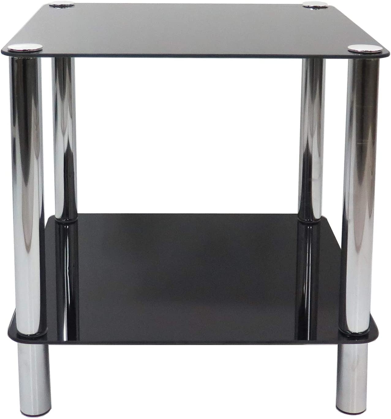 ASPECT Matrix 2-TierBlack Glass Shelving Rack/Side End table, 2 Tier Rect - Image 4