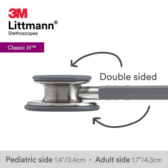 3M Littmann Classic III Monitoring Stethoscope, Gray Tube, 69 cm, 5621 - Image 4