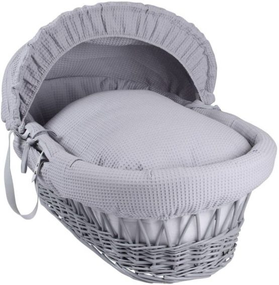 Waffle Grey Wicker Moses Basket
