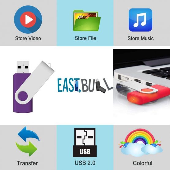 EASTBULL 2GB Memory Stick 50 Pack USB 2.0 Flash Drives Bulk USB Sticks Swivel Thumb Drive Pen Drive (2GB 10-Multicolor) - Image 4