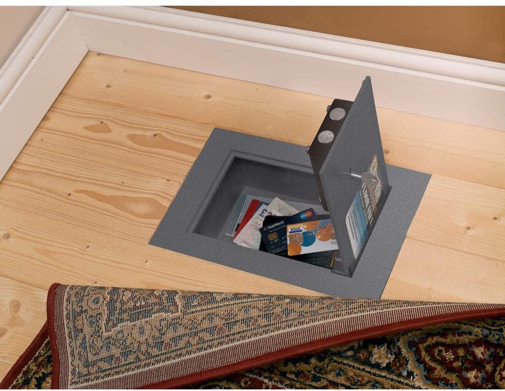CLARKE FLOOR SECURITY SAFE WITH KEY OPERATED LOCK 4.4 LITRES, Charcoal Grey, 12.8 cm x 21 cm x 39 cm - Image 2