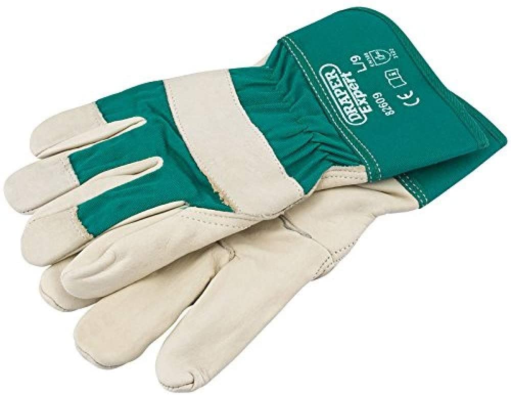 Draper 82609 Large Premium Leather Gardening Gloves, Blue