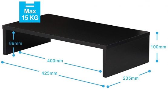FITUEYES Wood Monitor Stand PC Laptop Computer Screen Riser, Monitor Printer Riser for Desks 42.5x23.5x10cm,Max Load:20 kg,Black DT104201WB - Image 3
