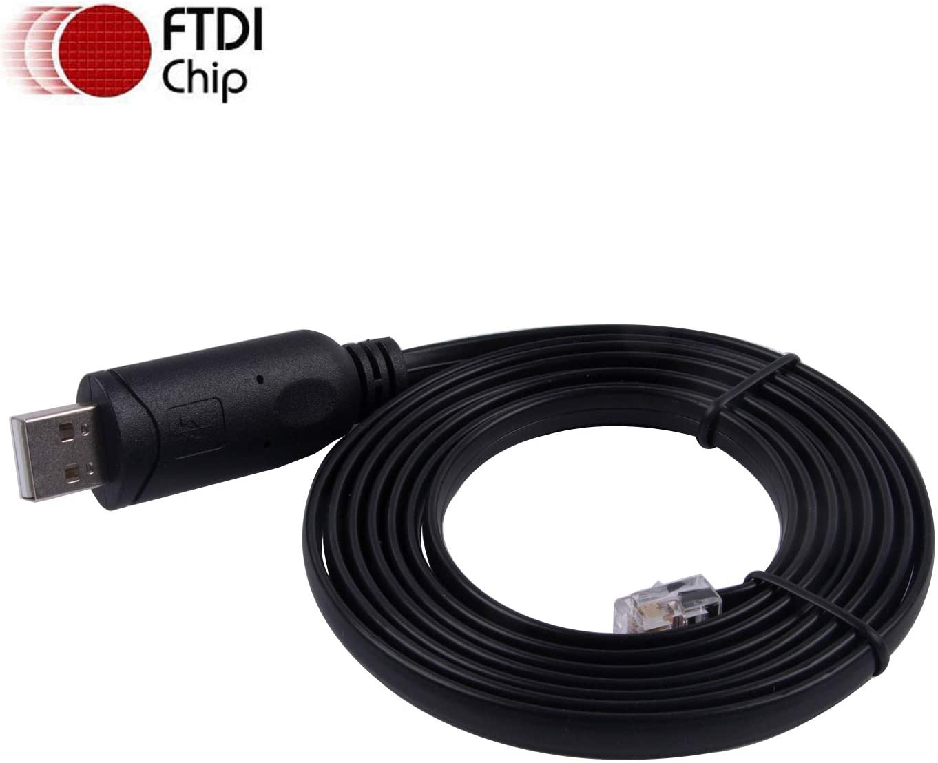 usangreen USB to RJ12 6P6C RS232 FTDI Serial Converter APC PDU Cable for APC UPS 940-0144, Black, 3.94FT
