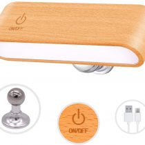 LED Reading Light for Books in Bed [Wooden Magnetic Dimmable Rotatable] Portable Lights Battery Powered Operated Rechargeable Cordless Night Wall Mounted Lamp for Headboard Bedroom Living Room