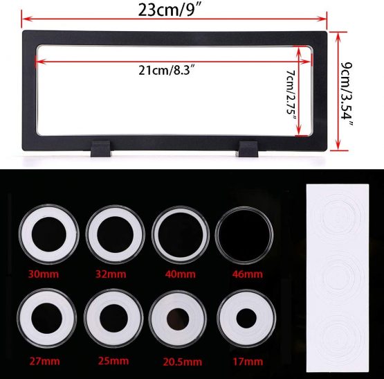 Skelang 3 Pack Coin Display Case, 3d Floating Frame Display Holder with 9 Coin Capsules, Coin Display Stand for Coin, Stamp, Jewelry, 23 × 9cm - Image 3