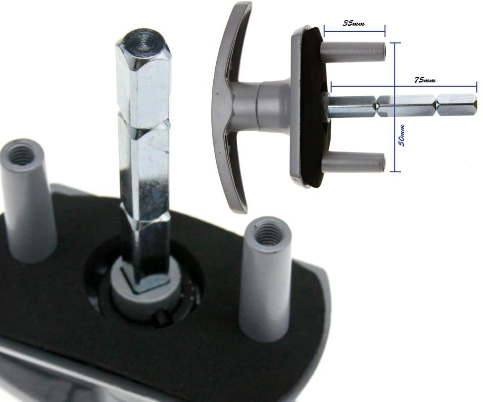Silver T Garage Door Lock 75mm Shaft 35mm Fixing Spigots Compatible with Cardale Henderson - Image 2