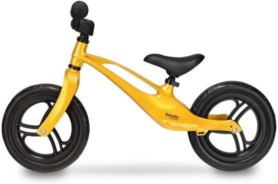 Lionelo LOE Goldie Bart Balance Bike, from 18 Months up to 30 kg, Magnesium Frame, Maintenance-Free 12-Inch Eva Wheels, Height-Adjustable Handlebars and Saddle, Footrest, Ultra Light (Gold) - Image 4