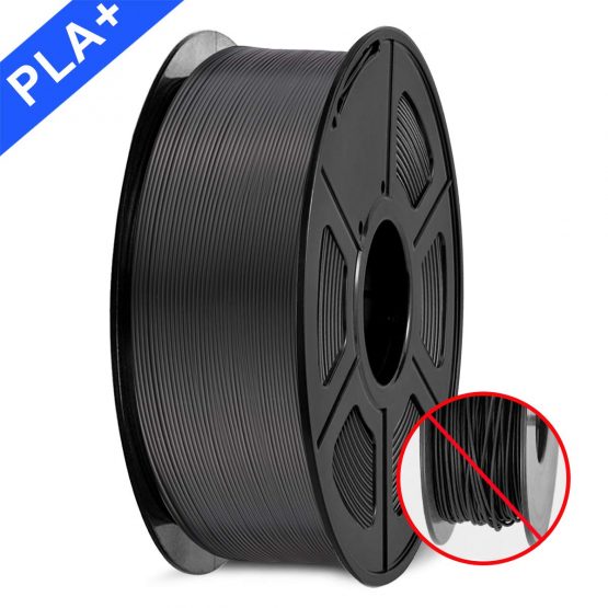 SUNLU PLA+ Filament Black 1.75 +/- 0.02 mm, 3D Printer Filament PLA Plus 1.75mm 1kg Spool for 3D Printing