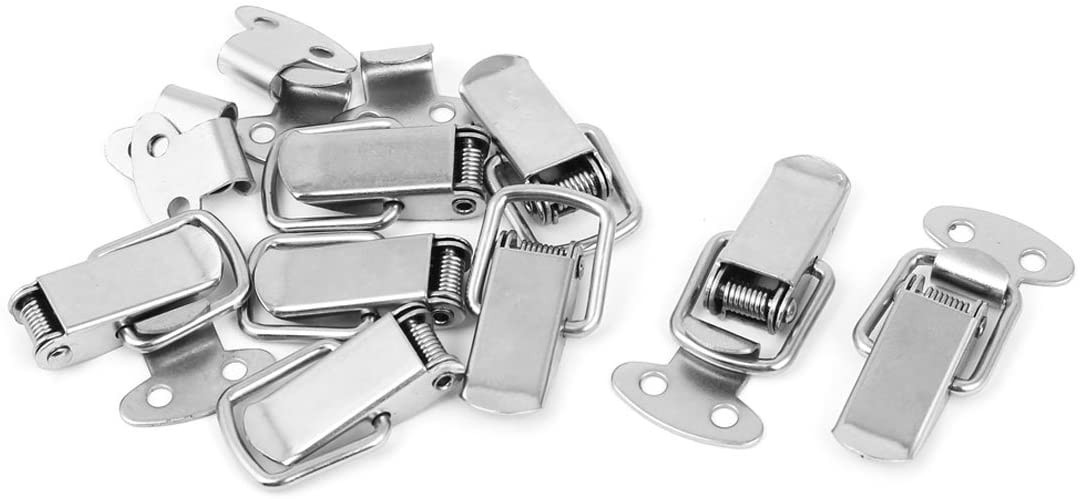 sourcing map Toolbox Box Spring Loaded Straight Loop Toggle Catch Latch Hasp 8pcs, Silver, 55x18x8mm,8 Pcs