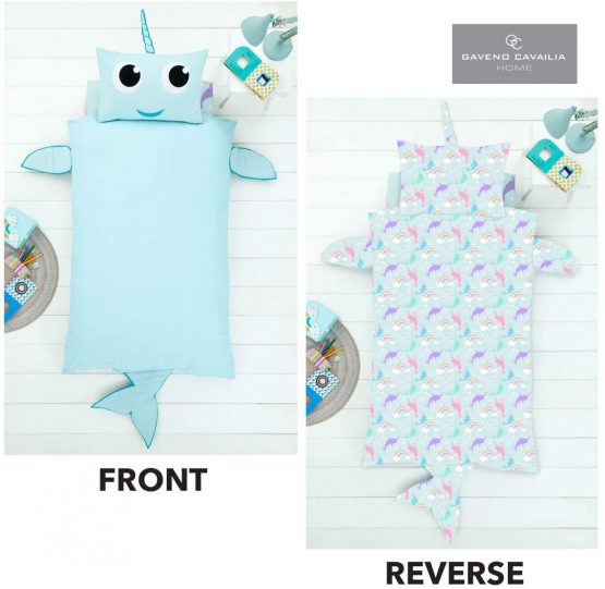 Gaveno Cavailia 3D Panel Kids Duvet Set Narwhal Single Padded Feature Animal Shaped Bedding 2 Piece Printed Reversible Bedlinen Easy Care DuvetCover Bedset 1 Quilt Cover and 1 Pillow Case - Image 3