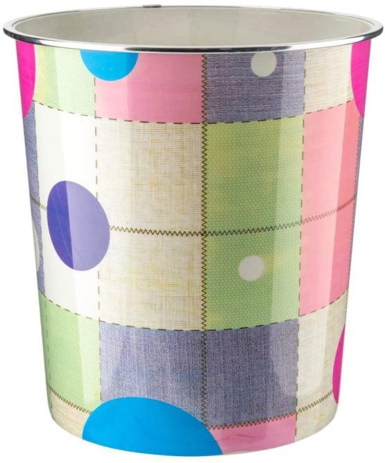 Home Plus 7.7 Litre Quality Floral Design Lightweight Waste Paper Basket Bin (Multicolour Abstract Art)