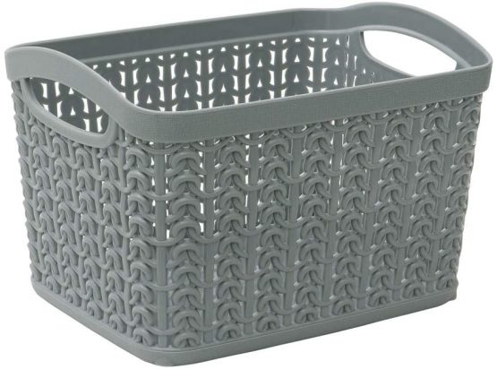 JVL 13-358GY Knit Design Loop Plastic Set of 3 Storage Box 1.5L, Grey 11 x 17 x 13, One size - Image 3